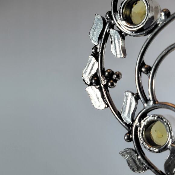 Dendritic Jasper Pendant – With Citrine Accents + 20" Silver Snake Chain - Picture 7 of 10